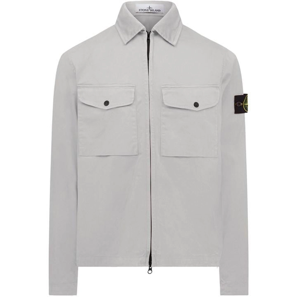 Stone Island Stretch Cotton Satin Overshirt - White